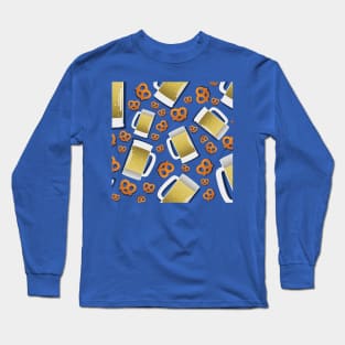 Beer and Pretzel pattern Long Sleeve T-Shirt